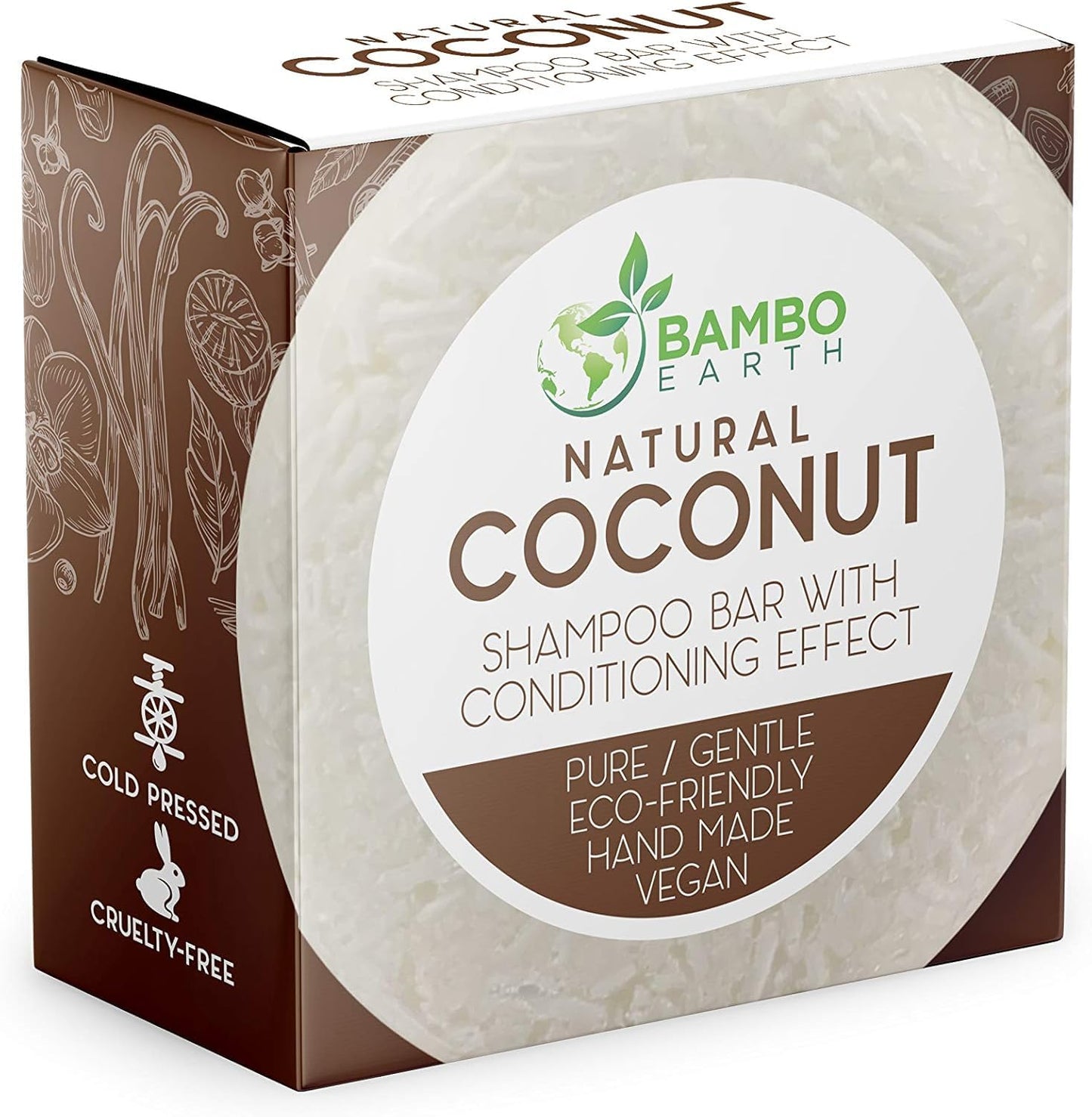 Solid Shampoo Bar and Conditioner Effect Hair Soap – 100% Organic Shampoo Bars for Hair with All Natural Plant Based Essential Oils and Zero Waste Biodegradable Packaging (Coconut)